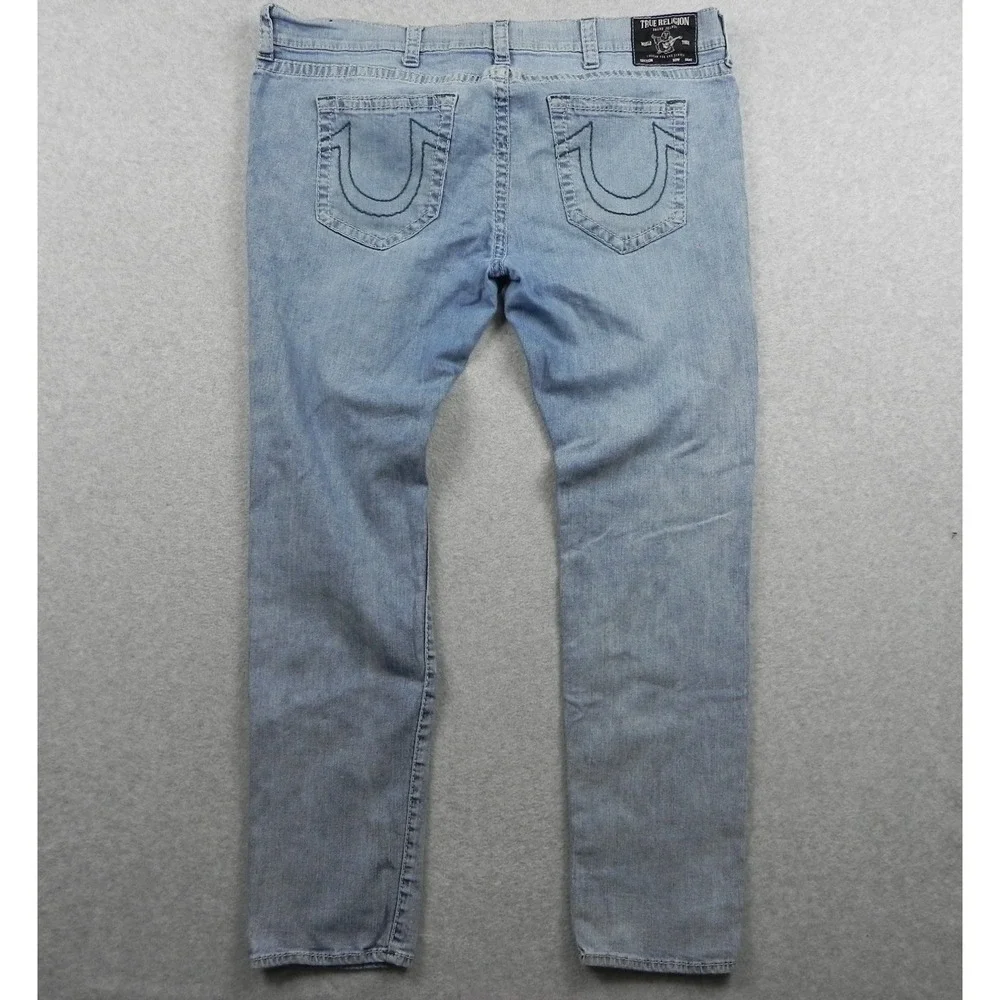 True Religion Jeans Mens 44 World Tour Rocco Relaxed Skinny Stretch Denim Blue